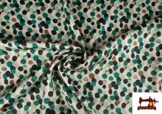 Tela de Crepe Estampado Topos de Colores color Verde Tela de Crepe Estampado Topos de Colores color Verde