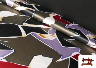 Tela de Crepe Satén Estampado Lila