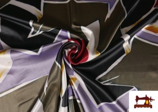Tela de Crepe Satén Estampado Lila