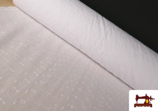 Tela de Batista Bordada Calada Blanca Acabado con Onda