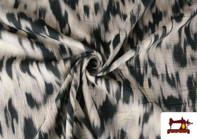 Venta online de Tela de Gasa Estampada Manchas Gris