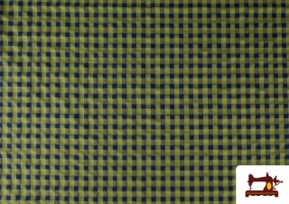 Tela de Cuadros Vichy Fluor y  Colores Arrugado Seersuker color Caqui