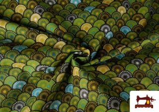 Comprar Tela de Algodón Abanicos color Verde