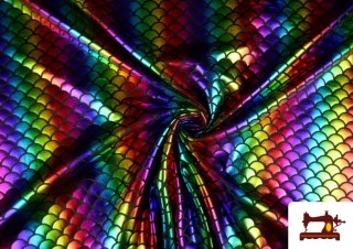 Comprar online Tela de Lycra Escamas Arcoíris Multicolor