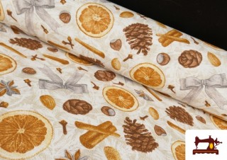 Comprar Tela de Loneta Navideña Naranjas Ancho 140 cm