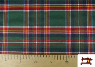 Tela de Loneta Tejida Antimanchas Cuadros Grandes color Verde