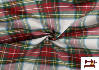 Venta online de Tela de Loneta Tejida Antimanchas Cuadros Grandes color Blanco