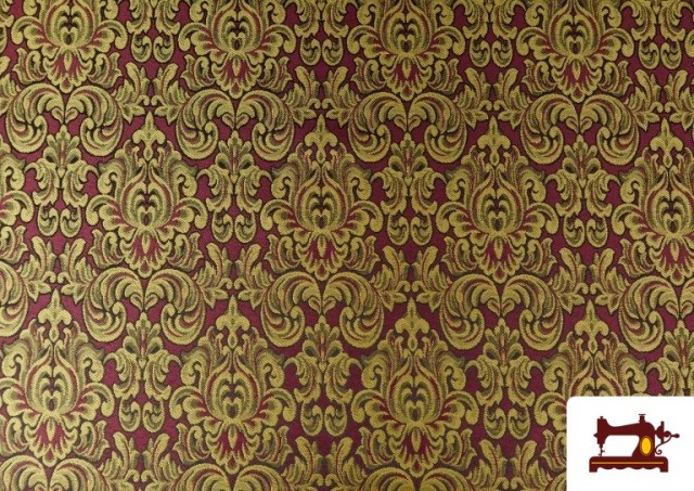 Venta de Tela de Jacquard Medallón Clásico color Granate