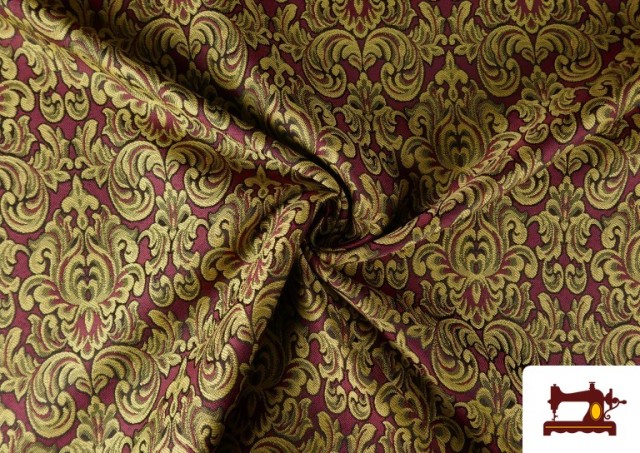 Venta online de Tela de Jacquard Medallón Clásico color Granate