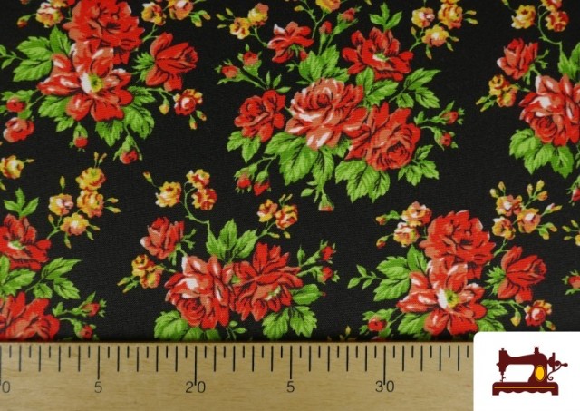 Comprar online Tela Estampado Floral Clásico Naranja