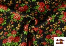 Venta online de Tela Estampado Floral Clásico Naranja