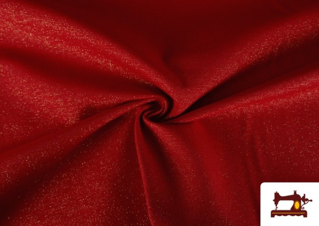 Comprar online Tela de Decoración de Navidad Hilo Dorado Brillante Ancho 280cm color Rojo