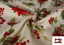 Venta online de Tela de Loneta Navideña Flor de Navidad Hilo Metalizado Ancho 140