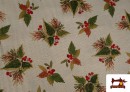Venta de Tela de Loneta Hojas Navideñas Hilo Metalizado Ancho 140