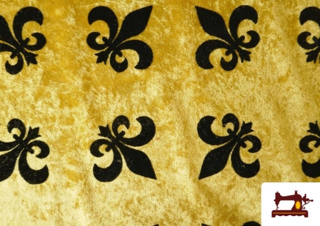 Comprar Tela de Terciopelo Martelé Flor de Lis Medieval color Dorado