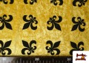 Comprar online Tela de Terciopelo Martelé Flor de Lis Medieval color Dorado