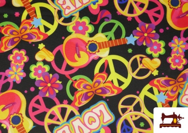 Venta de Tela de Punto de Lycra Estampado Hippie Paz