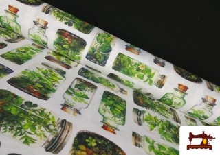 Tela de Loneta Estampado Terrario Botánico