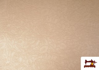 Tela de Antelina Punto  Beige Grabada con Flores