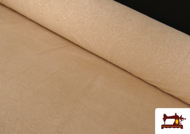 Comprar online Tela de Antelina Punto  Beige Grabada con Flores