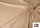 Tela de Antelina Punto  Beige Grabada con Flores