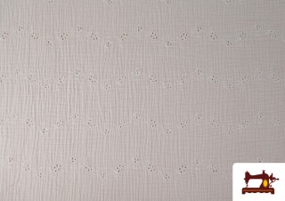 Comprar Tela de Muselina Bordada Calada Blanca