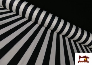 Tela de Punto Lycra Rayas Negras