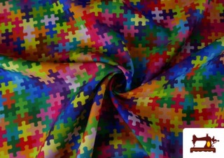 Venta online de Tela Stretch estampado Puzzle Multicolor