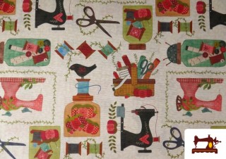 Venta de Tela de Loneta Estampado de Costura