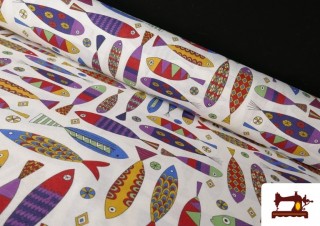 Tela de Loneta Peces Divertidos