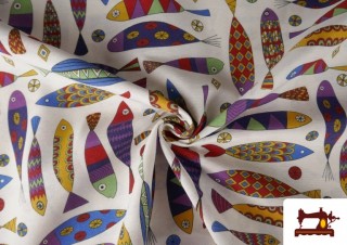 Venta online de Tela de Loneta Peces Divertidos