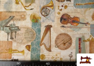 Tela de Loneta Instrumentos Musica Retro