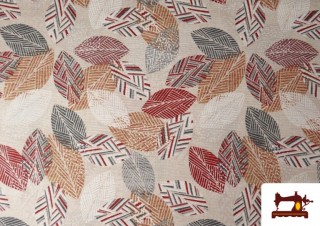 Tela de Loneta Hojas Rojo