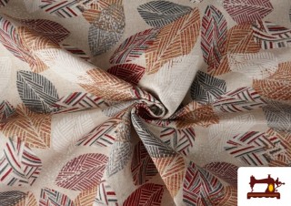 Tela de Loneta Hojas Rojo