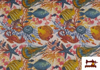 Comprar Tela de Loneta Peces Coral Multicolor