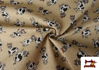 Venta online de Tela de Loneta Estampado de Vacas Divertidas 140 cms