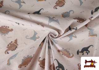 Comprar online Tela de Algodón Estampado Dinosaurios Beige