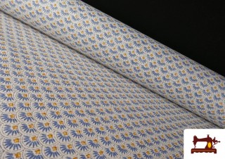 Tela de Algodón Estampado Abanicos color Azul