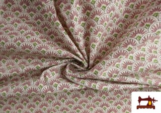 Comprar online Tela de Algodón Estampado Abanicos color Rojo