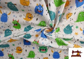 Venta online de Tela de Algodón Estampado Monstruos de Colores