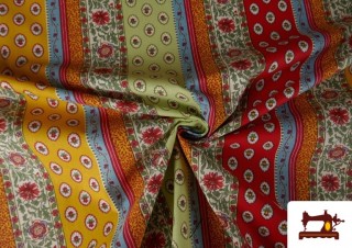 Venta online de Tela de Algodón Estampado Cenefas Multicolor