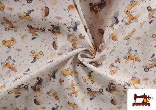 Venta online de Tela de Pique de Algodón Estampado Animales Coches