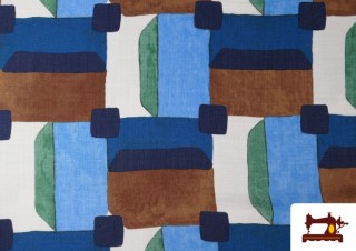 Tela de Lino Viscosa Estampado Cuadros