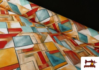 Tela de Viscosa Estampado Cuadros Acuarela