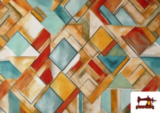 Comprar Tela de Viscosa Estampado Cuadros Acuarela