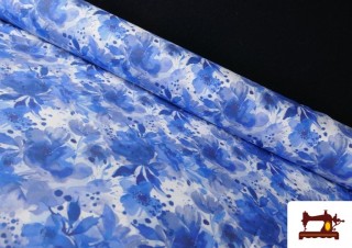Tela de Viscosa Estampado Azul Floral