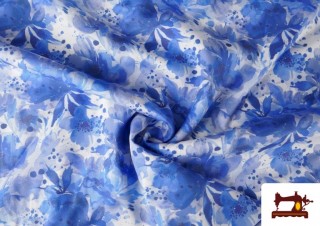 Venta online de Tela de Viscosa Estampado Azul Floral