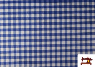 Tela Antimanchas Mantelería Cuadros Clásicos color Azul