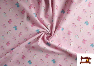 Venta online de Tela de Algodón Unicornios Rosa