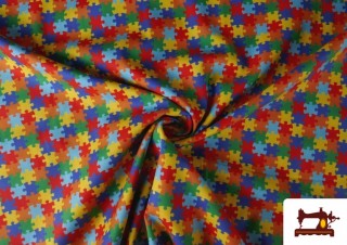 Venta online de Tela de Algodón Estampado Puzzle Multicolor